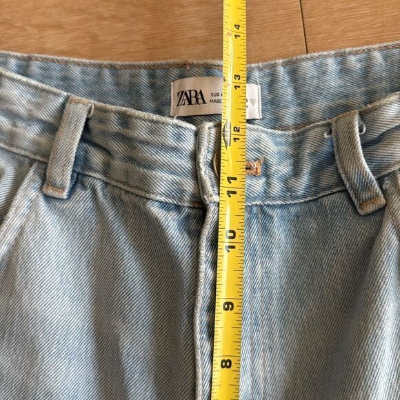 Zara light wash baggy wide leg jeans raw hem high waist size 8 - Picture 4 of 7
